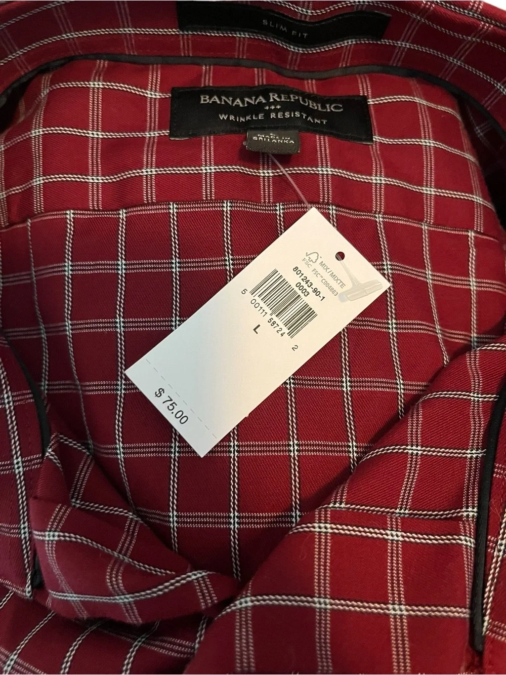 Banana Republic Men's Red Check Button-Up Shirt